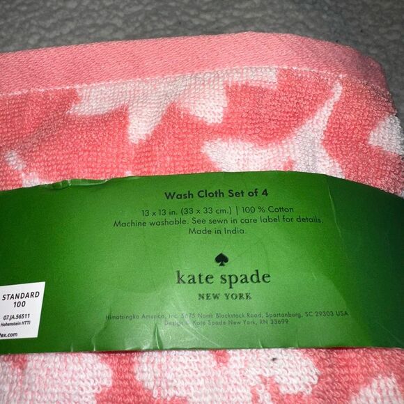 Kate Spade Pink White Floral Wash Cloth Set of 4 NWT - Picture 5 of 8